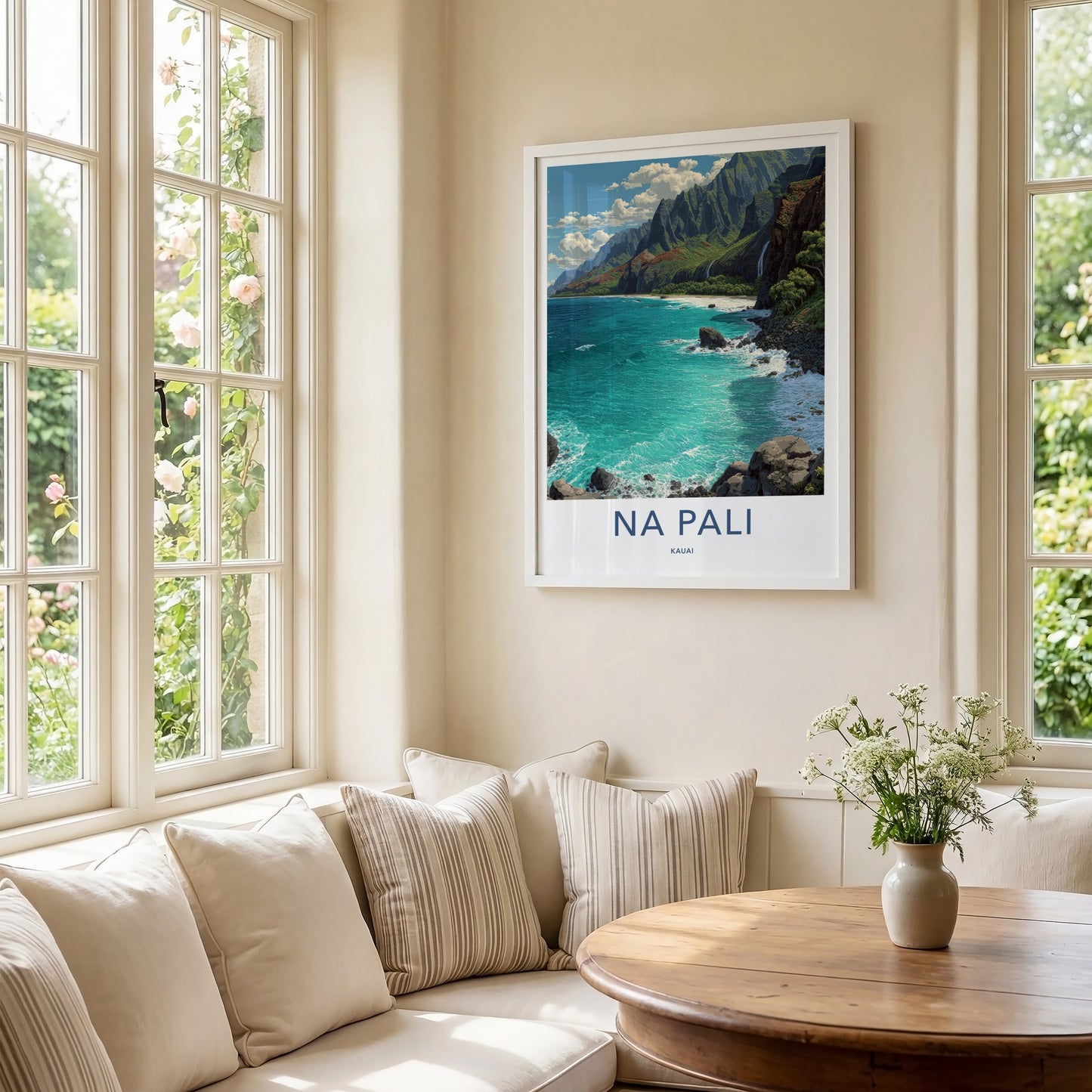 Na Pali Poster - Hawaii Wall Art - Lush Green Mountains Wall Decor
