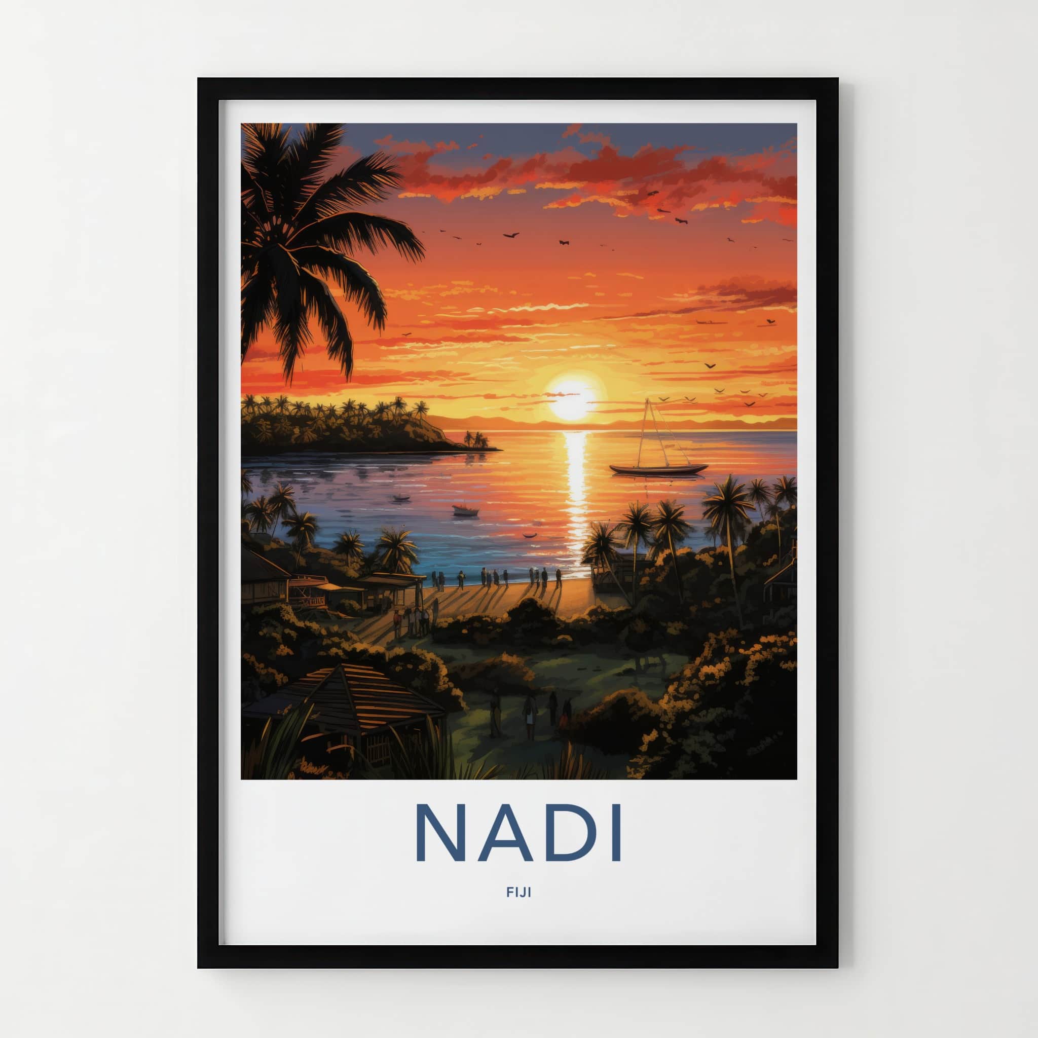 Nadi Poster - Fiji Art Print - Tropical Beach Sunset Home Decor