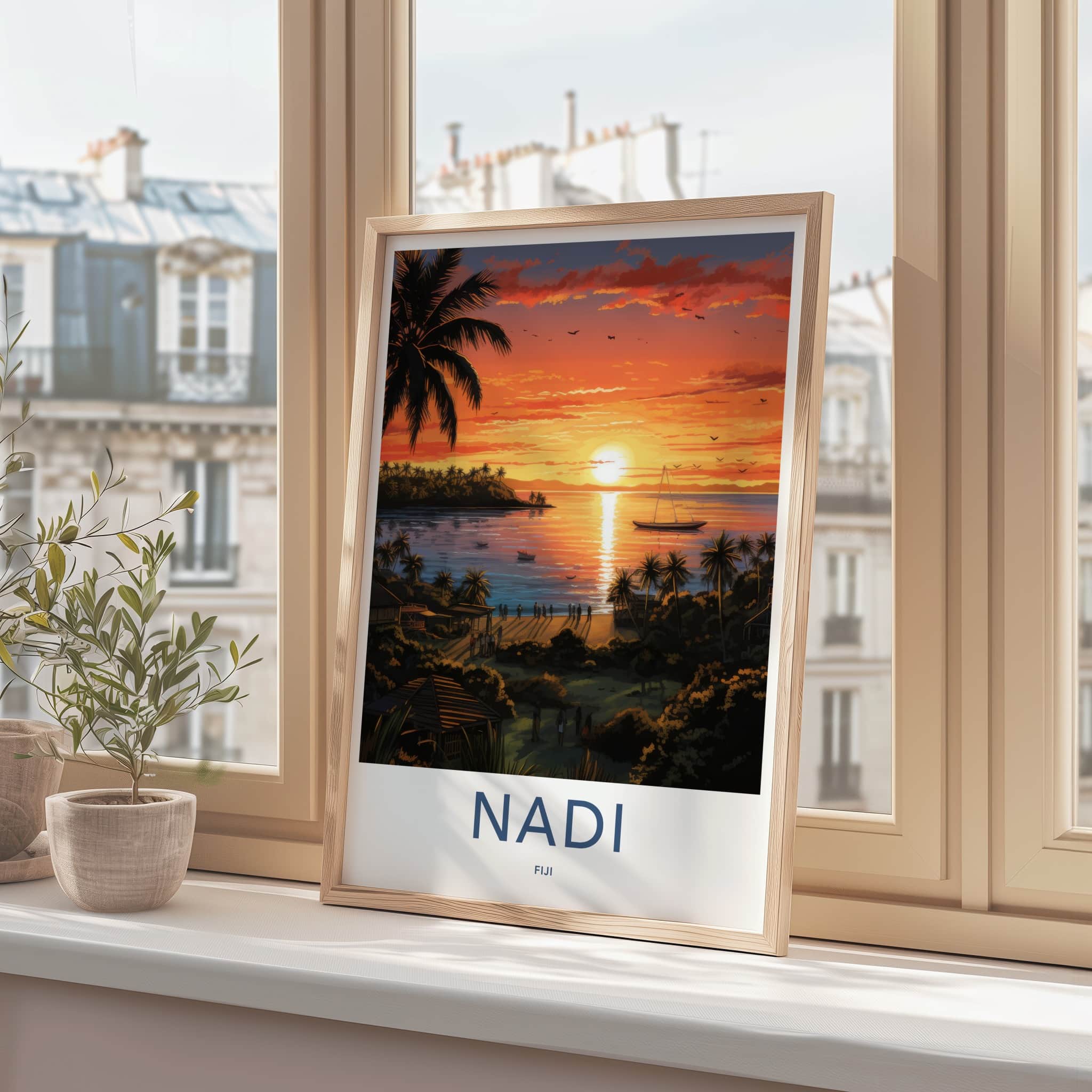 Nadi Poster - Fiji Art Print - Tropical Beach Sunset Home Decor