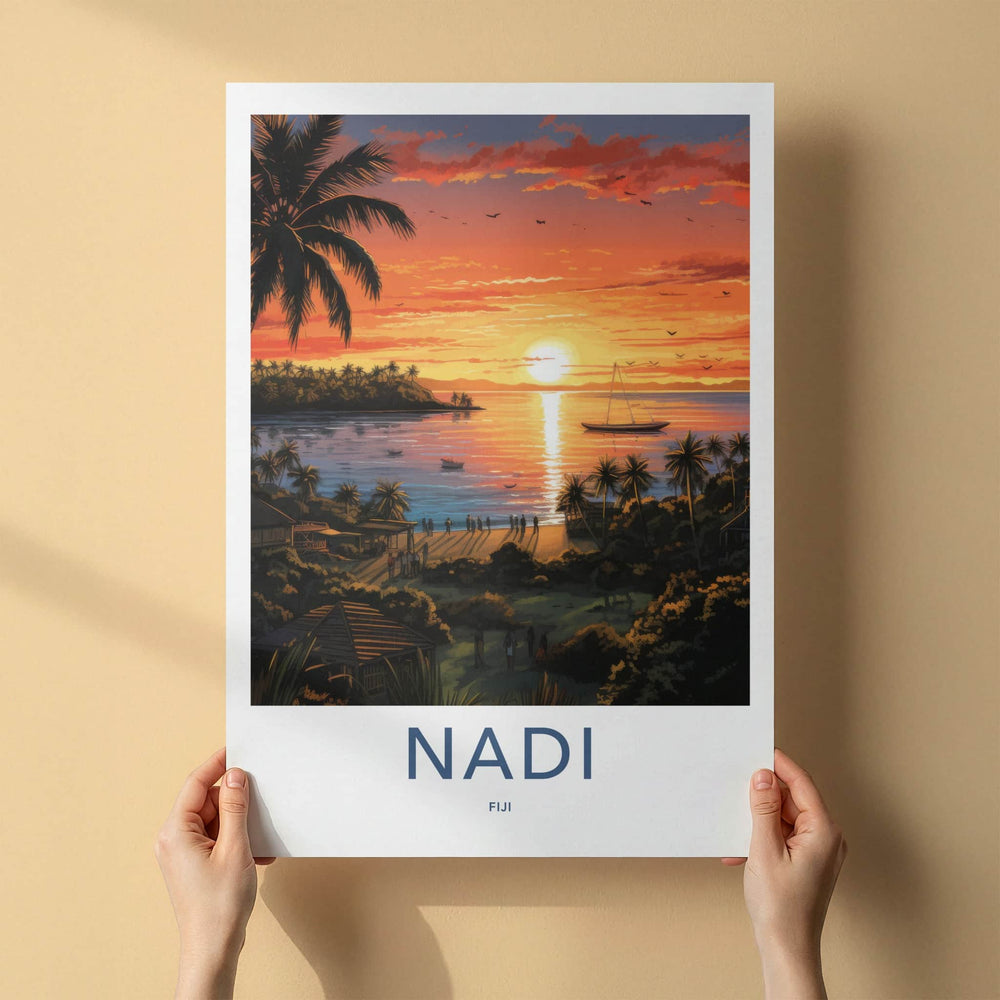 Nadi Poster - Fiji Art Print - Tropical Beach Sunset Home Decor