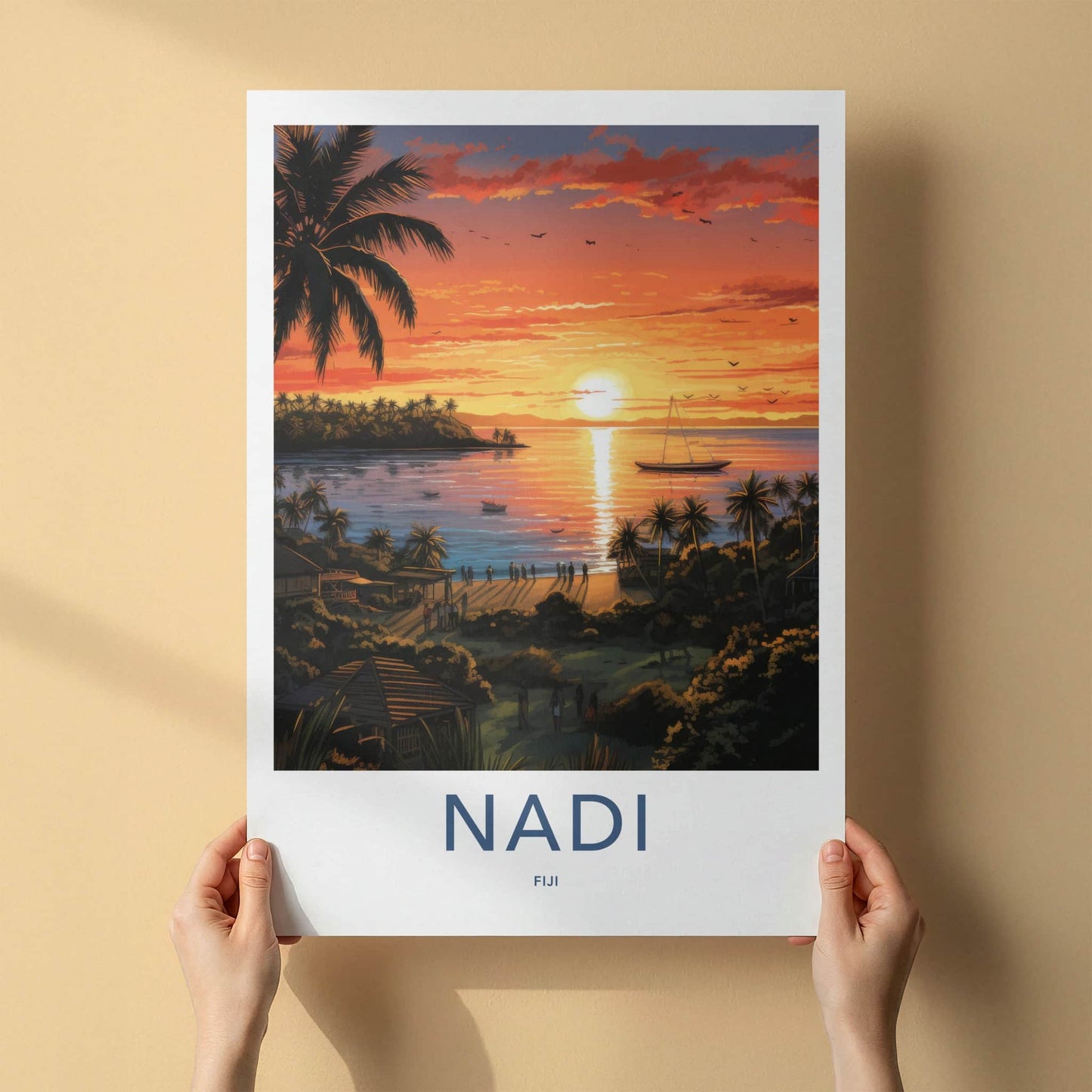 Nadi Poster - Fiji Art Print - Tropical Beach Sunset Home Decor