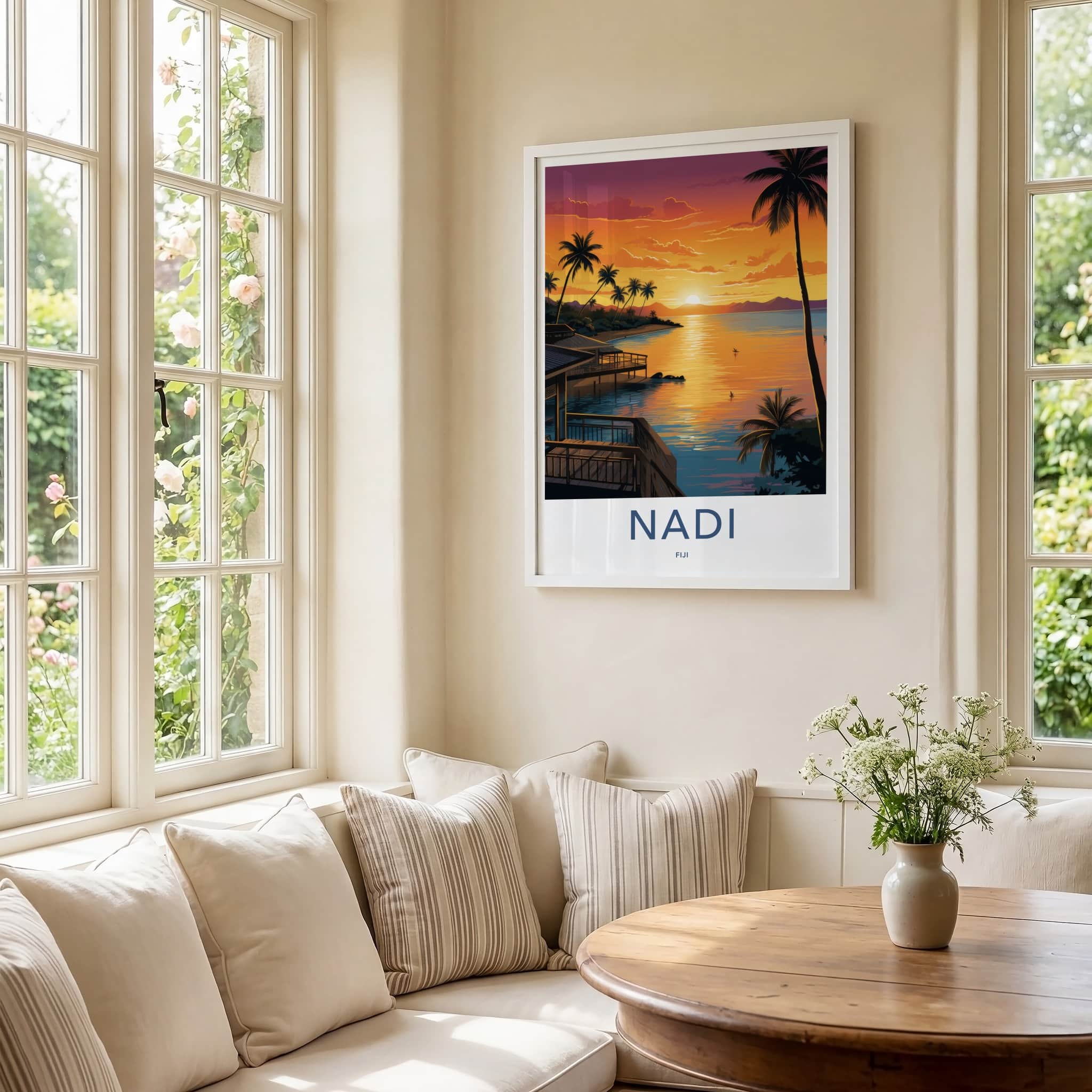 Nadi Poster - Fiji Travel Art - Tropical Sunset Bay Home Decor