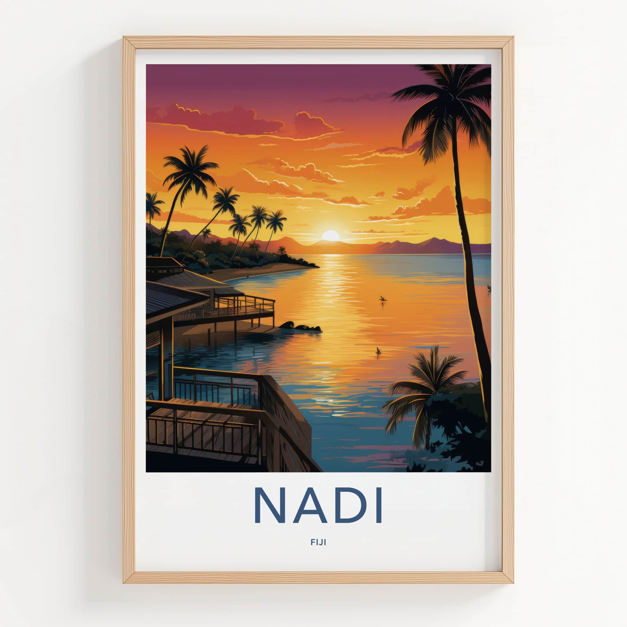 Nadi Poster - Fiji Travel Art - Tropical Sunset Bay Home Decor
