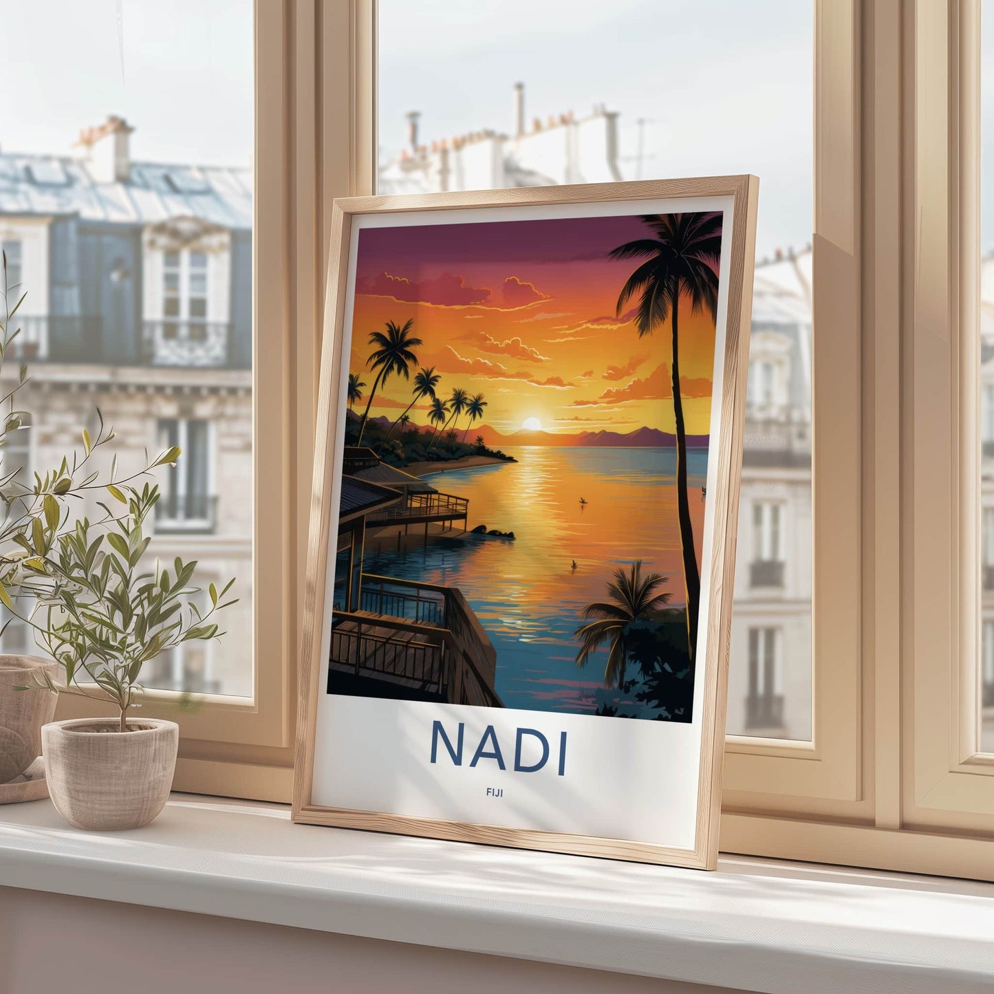 Nadi Poster - Fiji Travel Art - Tropical Sunset Bay Home Decor