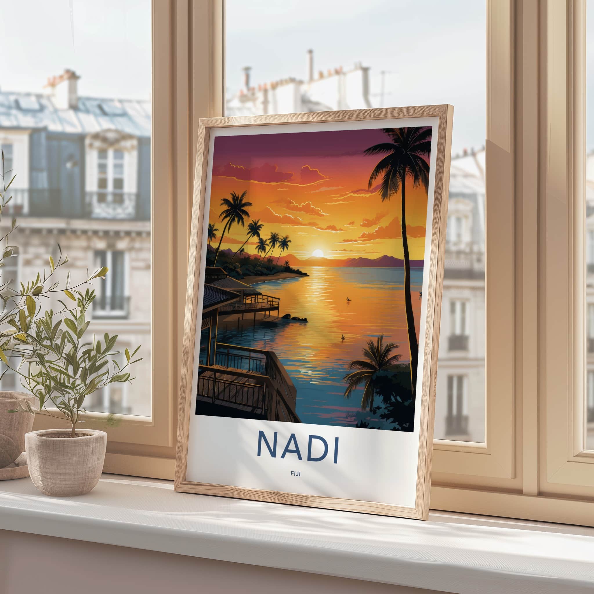 Nadi Poster - Fiji Travel Art - Tropical Sunset Bay Home Decor