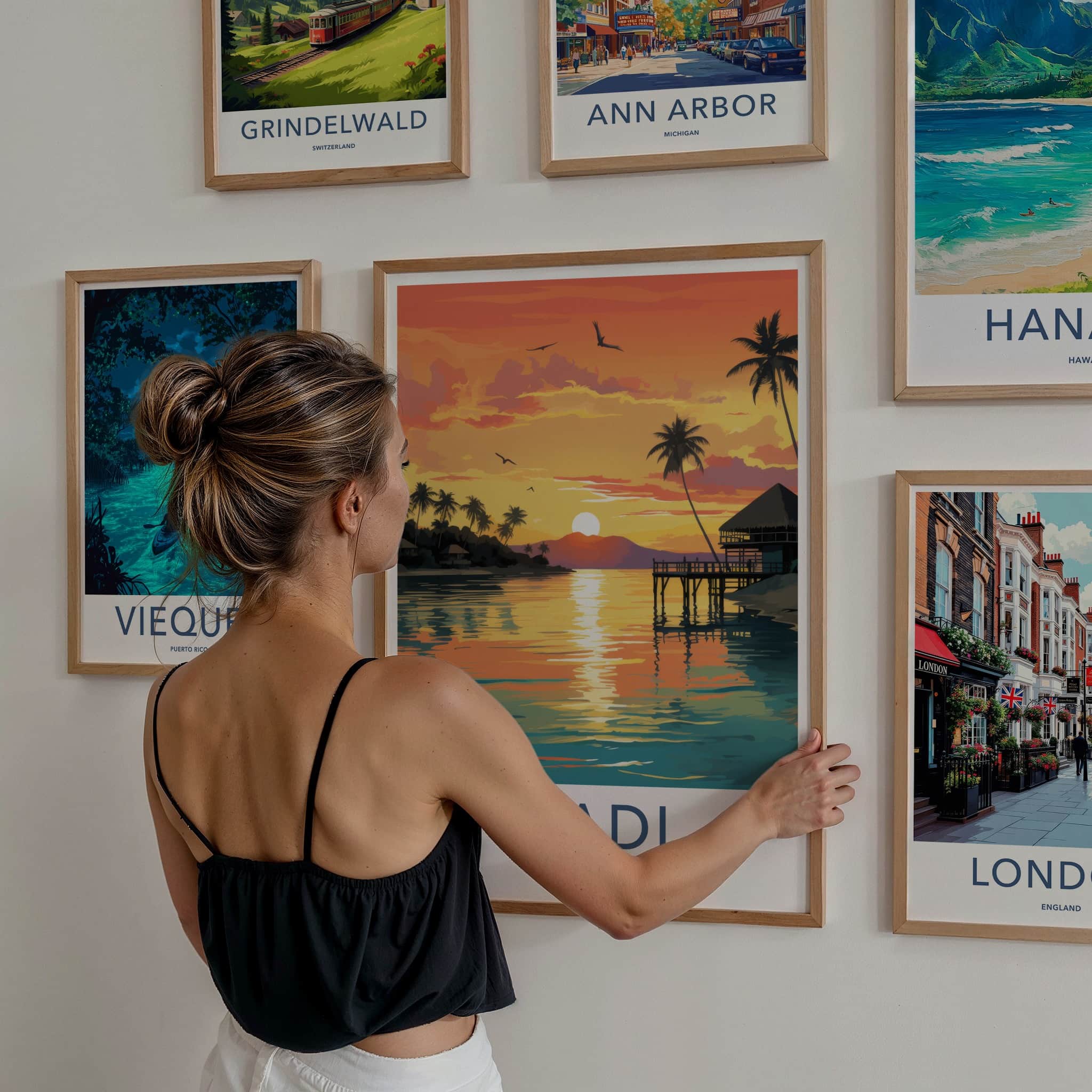 Nadi Poster - Fiji Travel Art - Tropical Sunset Pier Home Decor