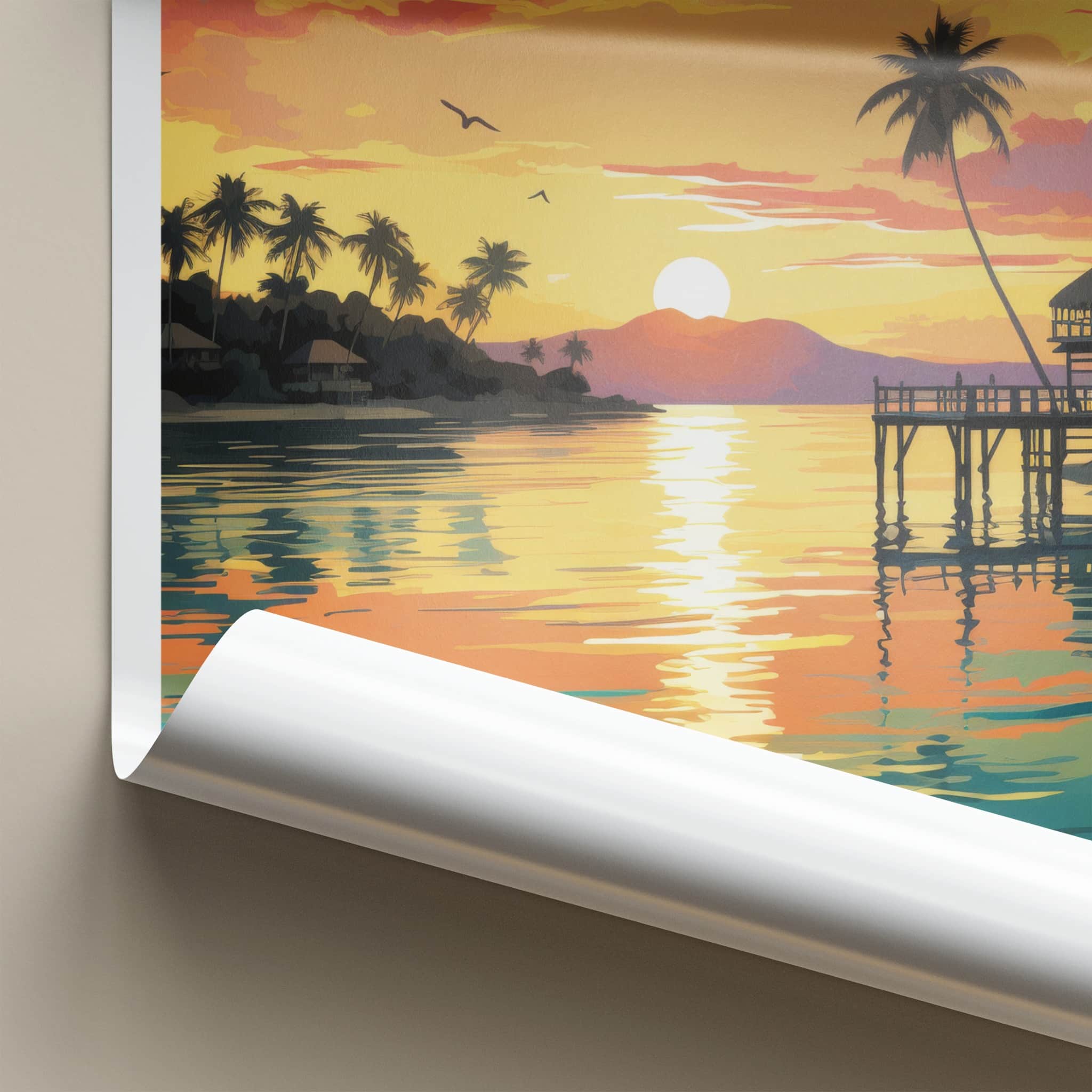 Nadi Poster - Fiji Travel Art - Tropical Sunset Pier Home Decor