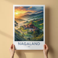 Nagaland Poster - India Art Print - Misty Mountain Valley Village Gift