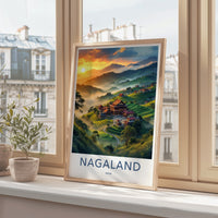 Nagaland Poster - India Art Print - Misty Mountain Valley Village Gift