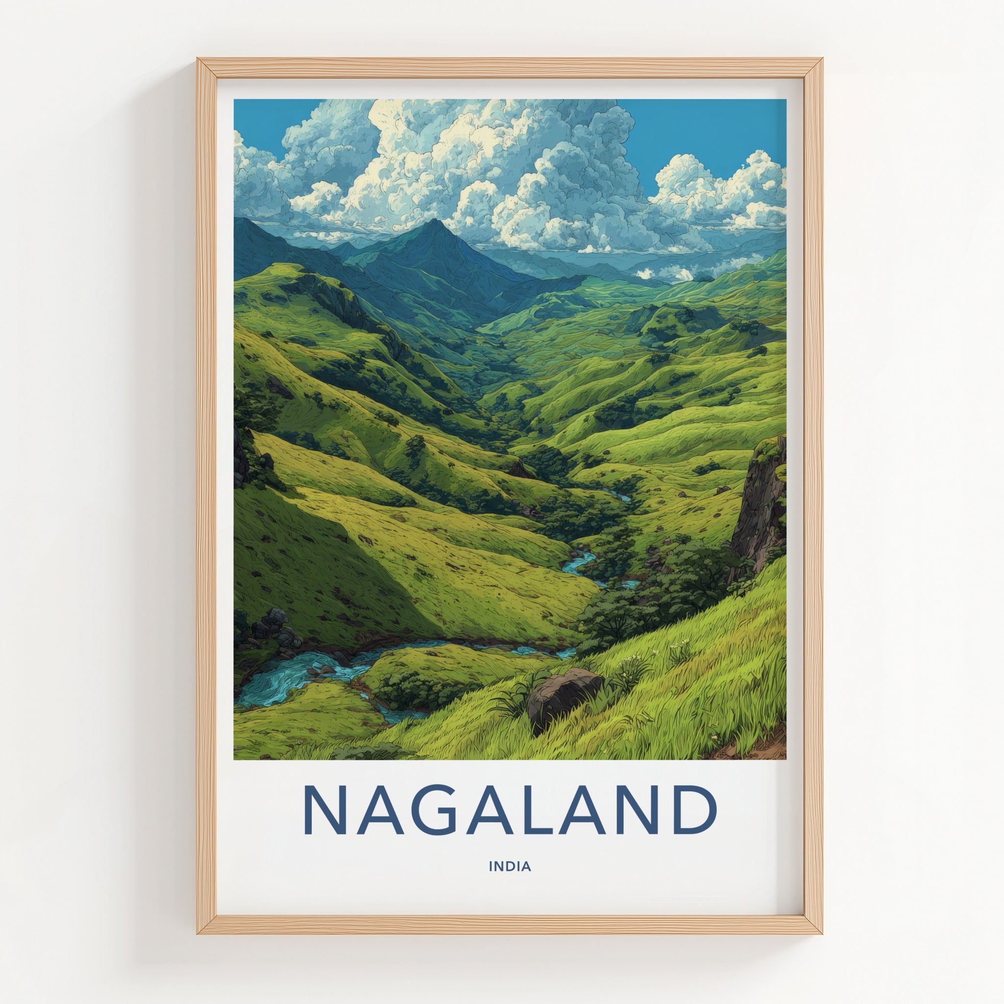 Nagaland Poster - India Travel Art - Green Valleys River Gallery Art
