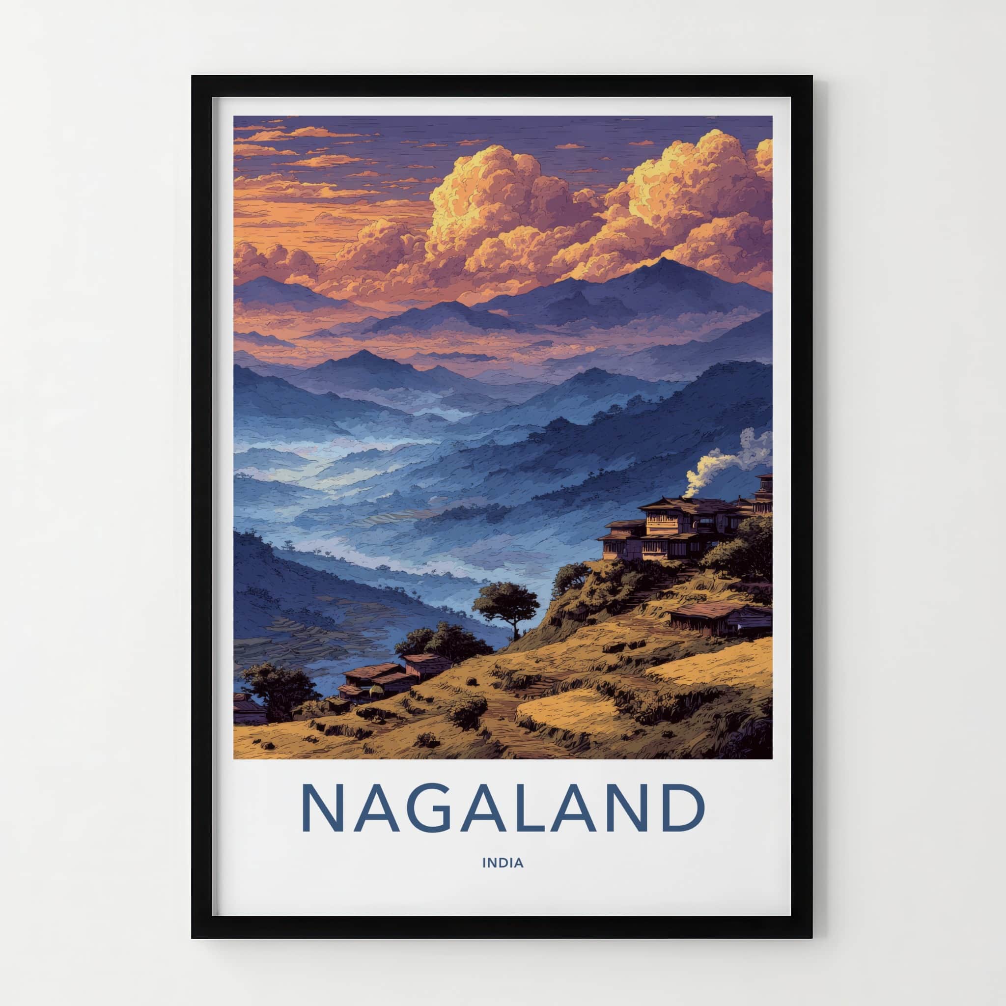 Nagaland Poster - India Travel Art - Misty Mountain Villages Home Decor