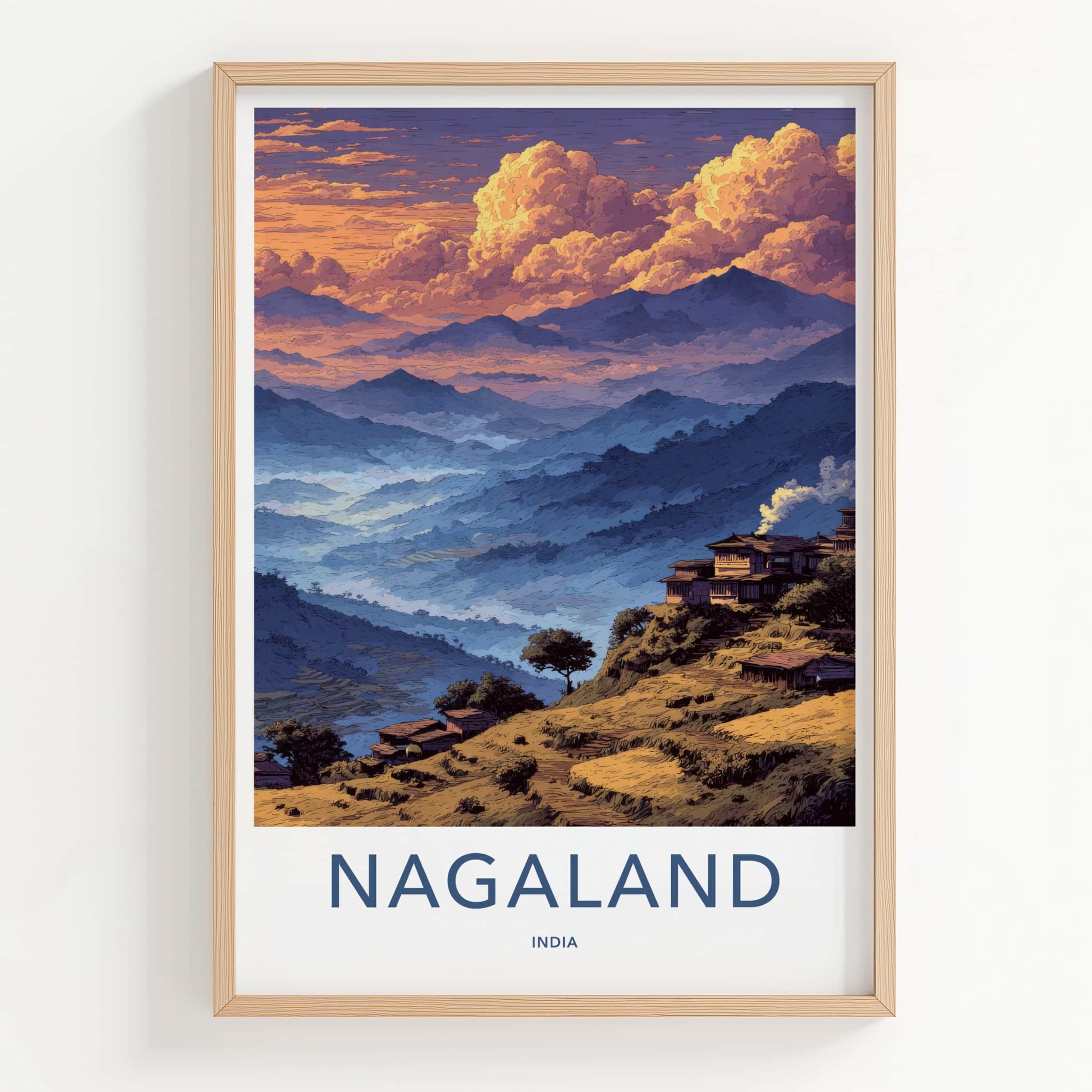 Nagaland Poster - India Travel Art - Misty Mountain Villages Home Decor