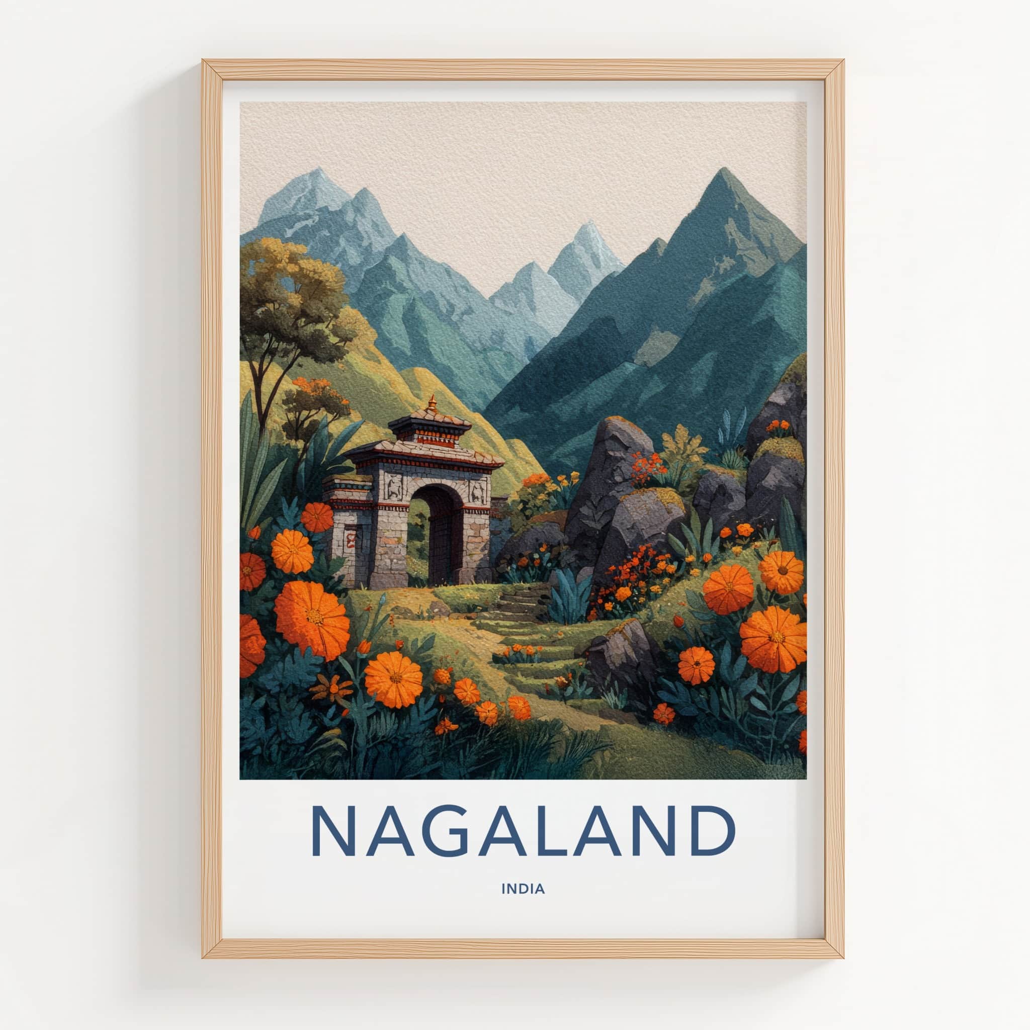 Nagaland Poster - India Travel Art - Nagaland Arch Mountains Home Decor