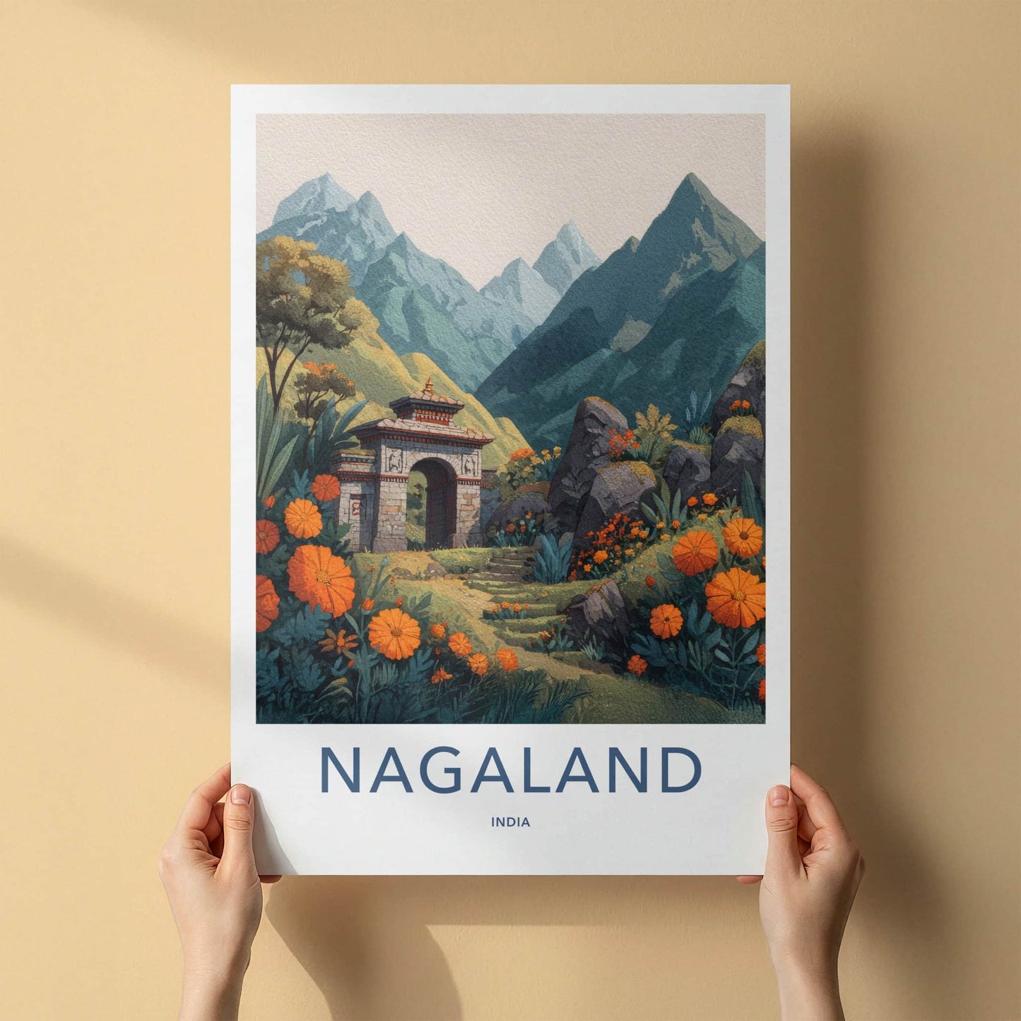 Nagaland Poster - India Travel Art - Nagaland Arch Mountains Home Decor
