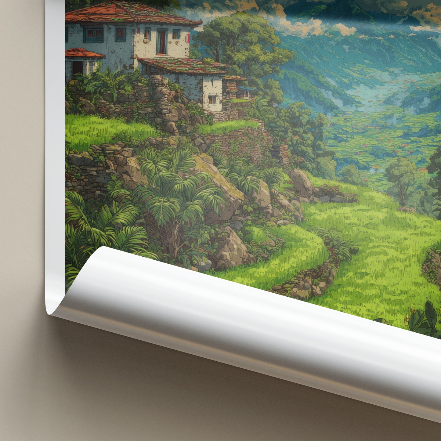 Nagaland Poster - India Travel Art - Nagaland Hillside Houses Framed Decor