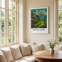 Nagaland Poster - India Travel Art - Nagaland Hillside Houses Framed Decor