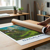 Nagaland Poster - India Travel Art - Nagaland Hillside Houses Framed Decor