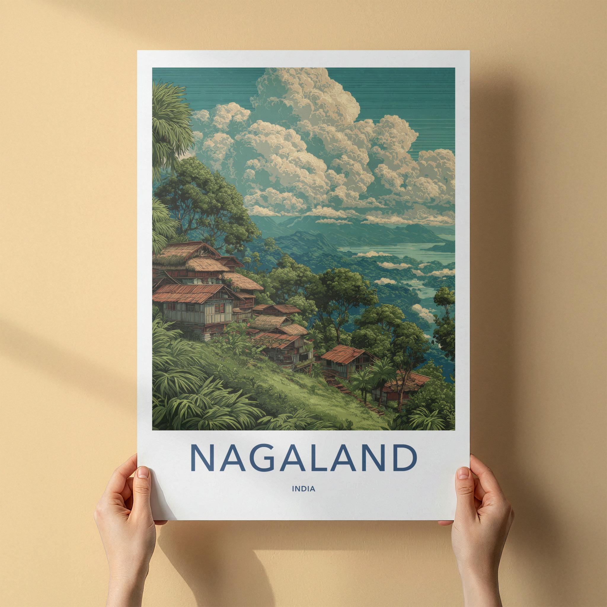 Nagaland Poster - India Travel Art - Nagaland Hillside Village Home Decor