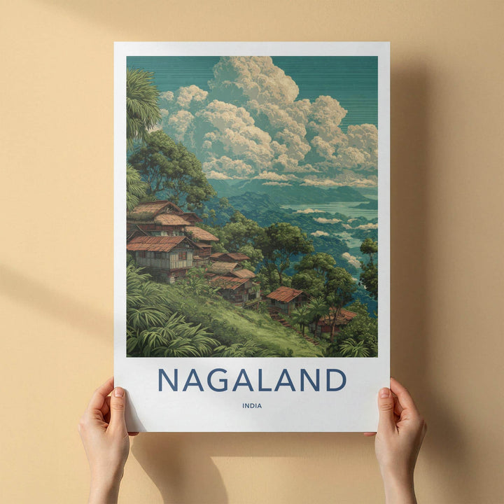 Nagaland Poster - India Travel Art - Nagaland Hillside Village Home Decor