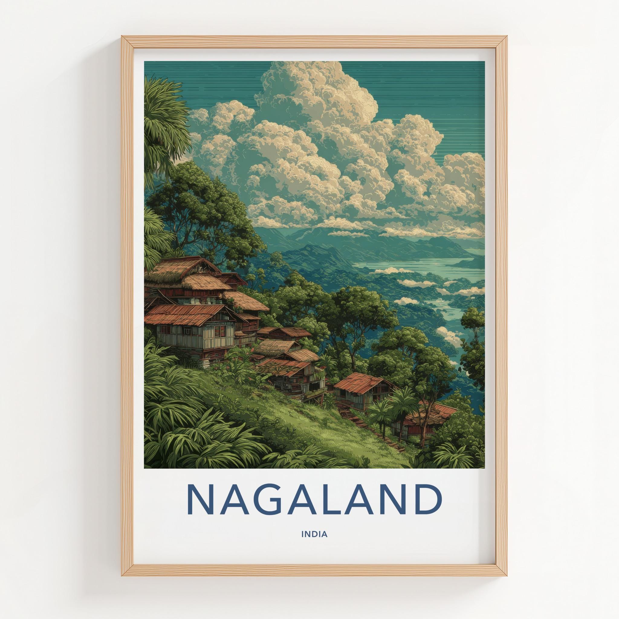 Nagaland Poster - India Travel Art - Nagaland Hillside Village Home Decor