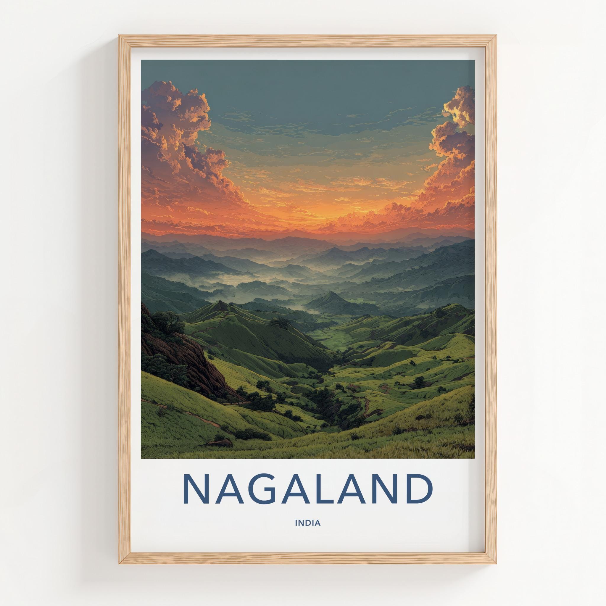 Nagaland Poster - India Travel Art - Nagaland Misty Mountains Home Decor