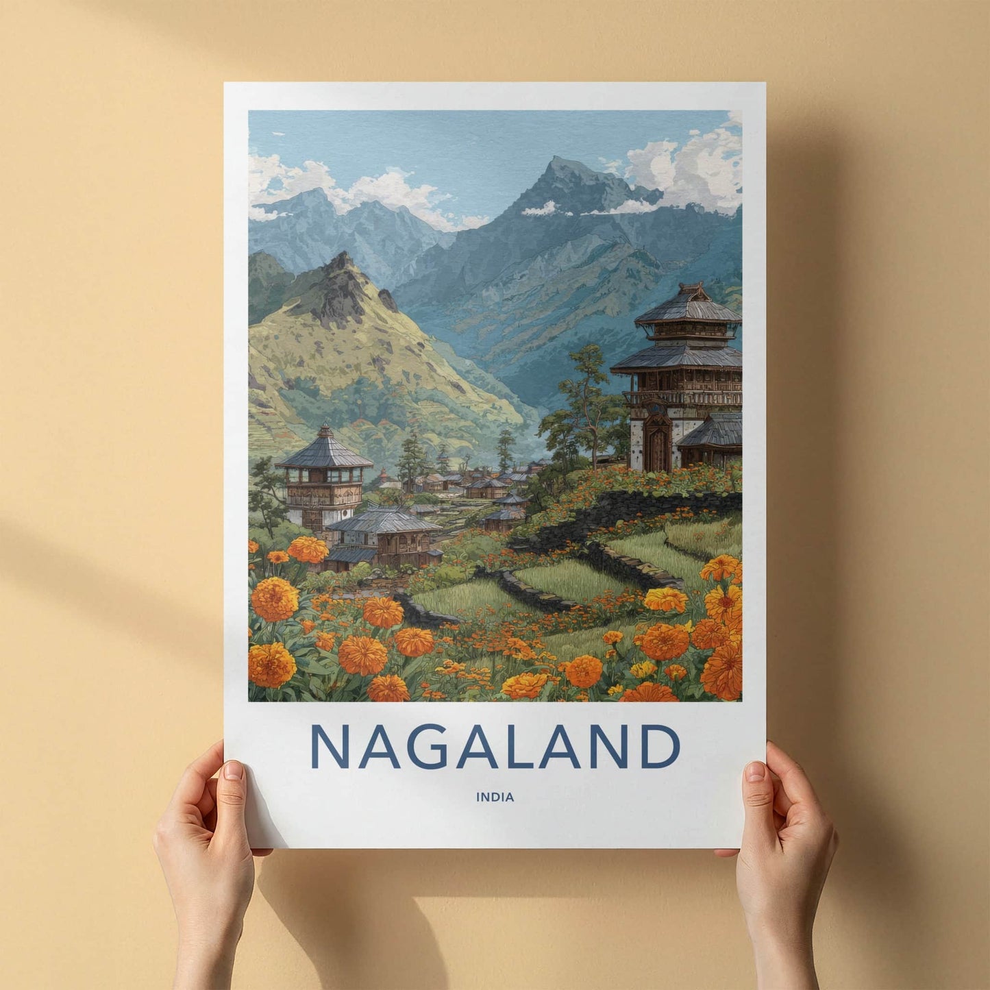 Nagaland Poster - India Travel Art - Nagaland Mountain Village Home Decor