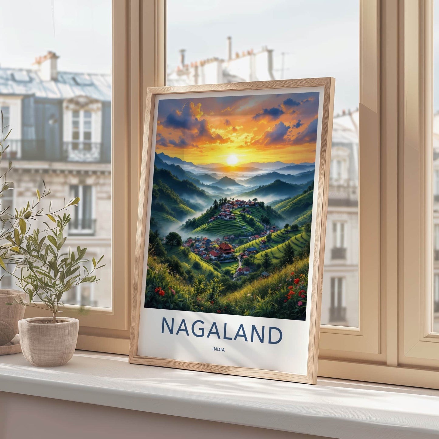 Nagaland Poster - India Travel Art - Terraced Asian Village Home Decor