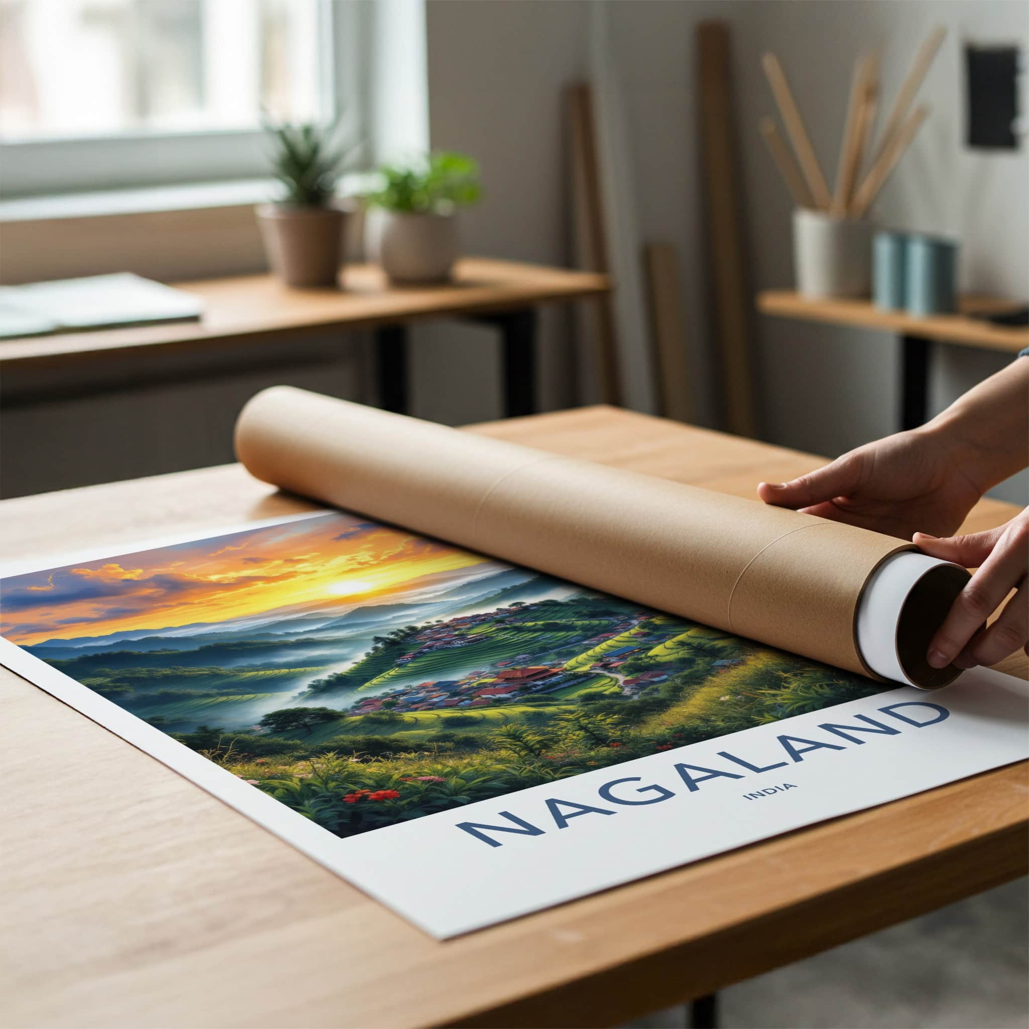 Nagaland Poster - India Travel Art - Terraced Asian Village Home Decor