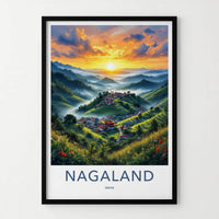 Nagaland Poster - India Travel Art - Terraced Asian Village Home Decor