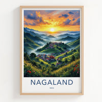 Nagaland Poster - India Travel Art - Terraced Asian Village Home Decor