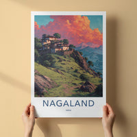 Nagaland Poster - India Travel Print - Layered Houses Nagaland Framed Decor