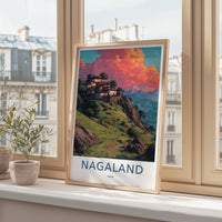 Nagaland Poster - India Travel Print - Layered Houses Nagaland Framed Decor