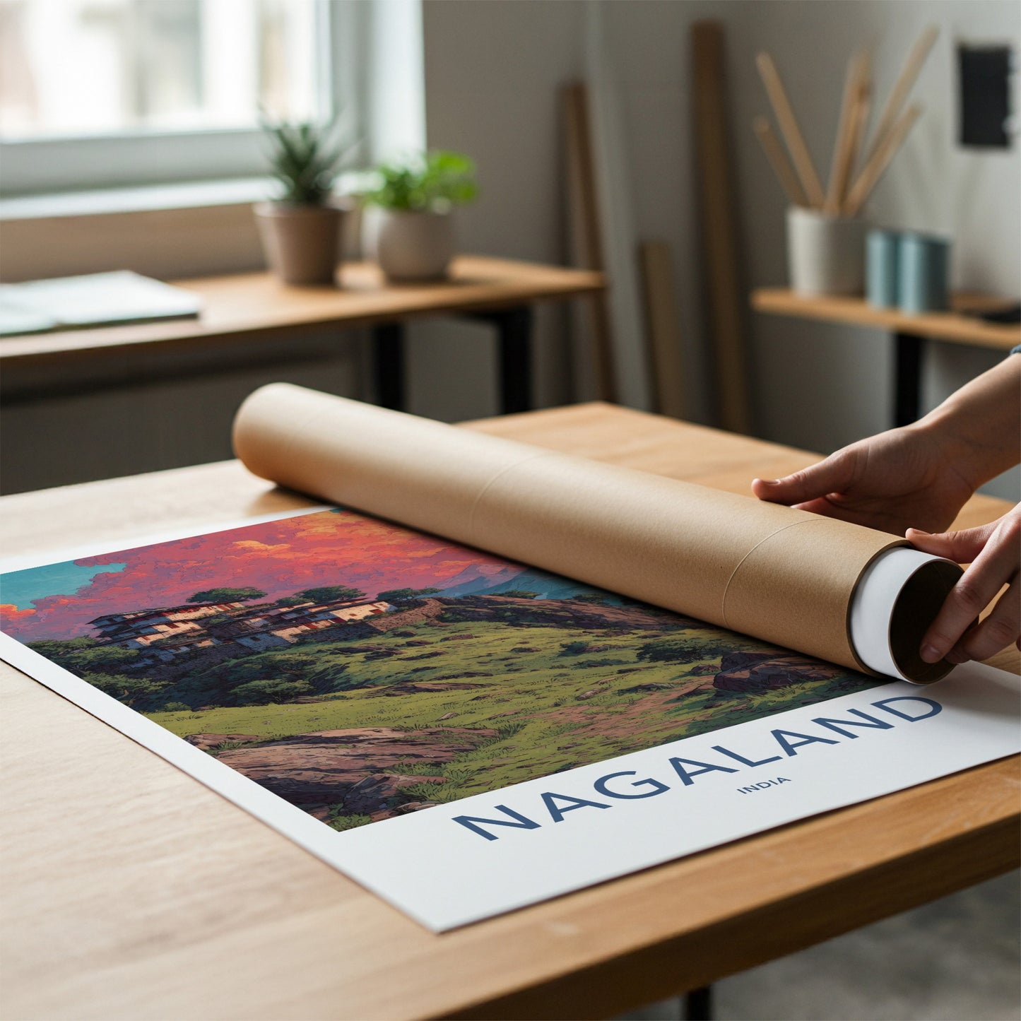Nagaland Poster - India Travel Print - Layered Houses Nagaland Framed Decor