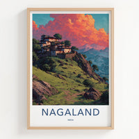 Nagaland Poster - India Travel Print - Layered Houses Nagaland Framed Decor