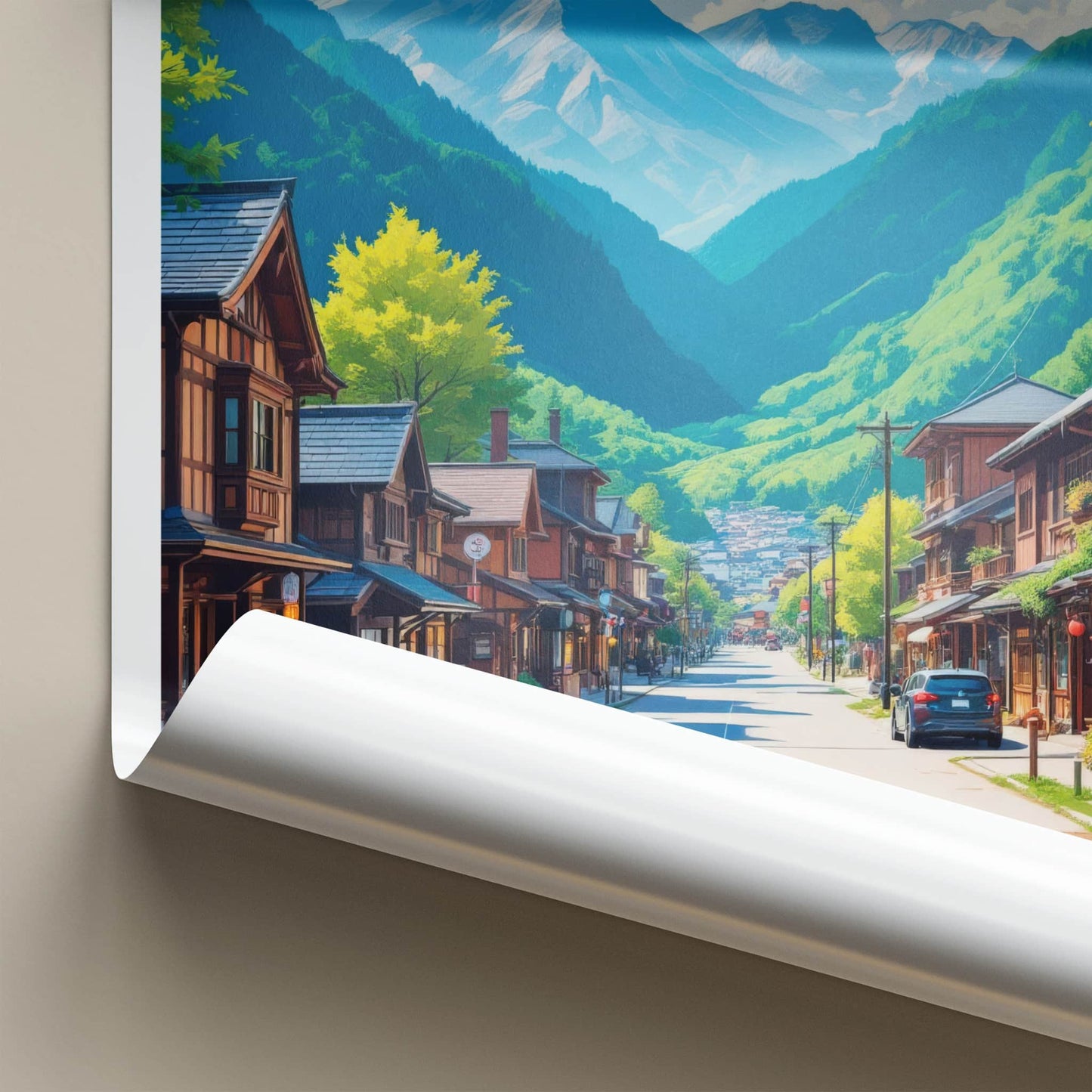 Nagiso Poster - Japan Travel Art - Mountain Valley Town Home Decor