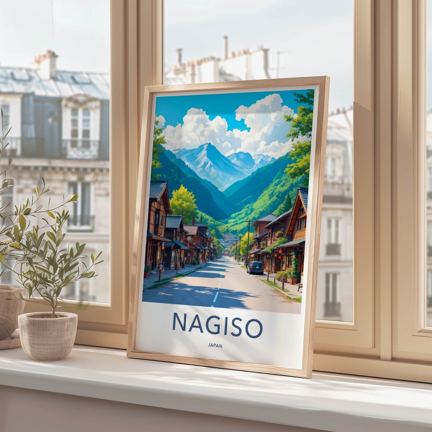 Nagiso Poster - Japan Travel Art - Mountain Valley Town Home Decor