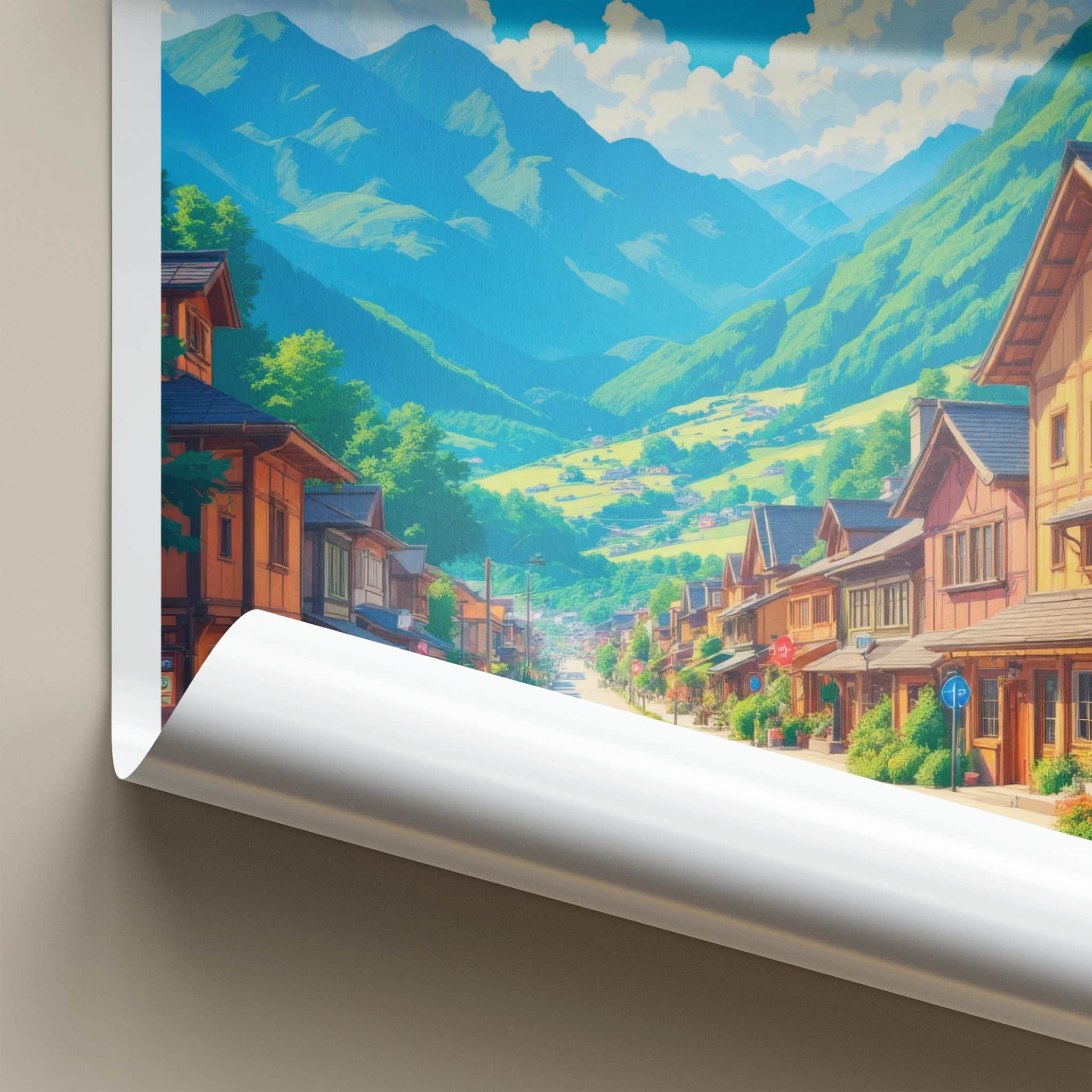 Nagiso Poster - Japan Wall Art - Mountain Village Street Wall Decor