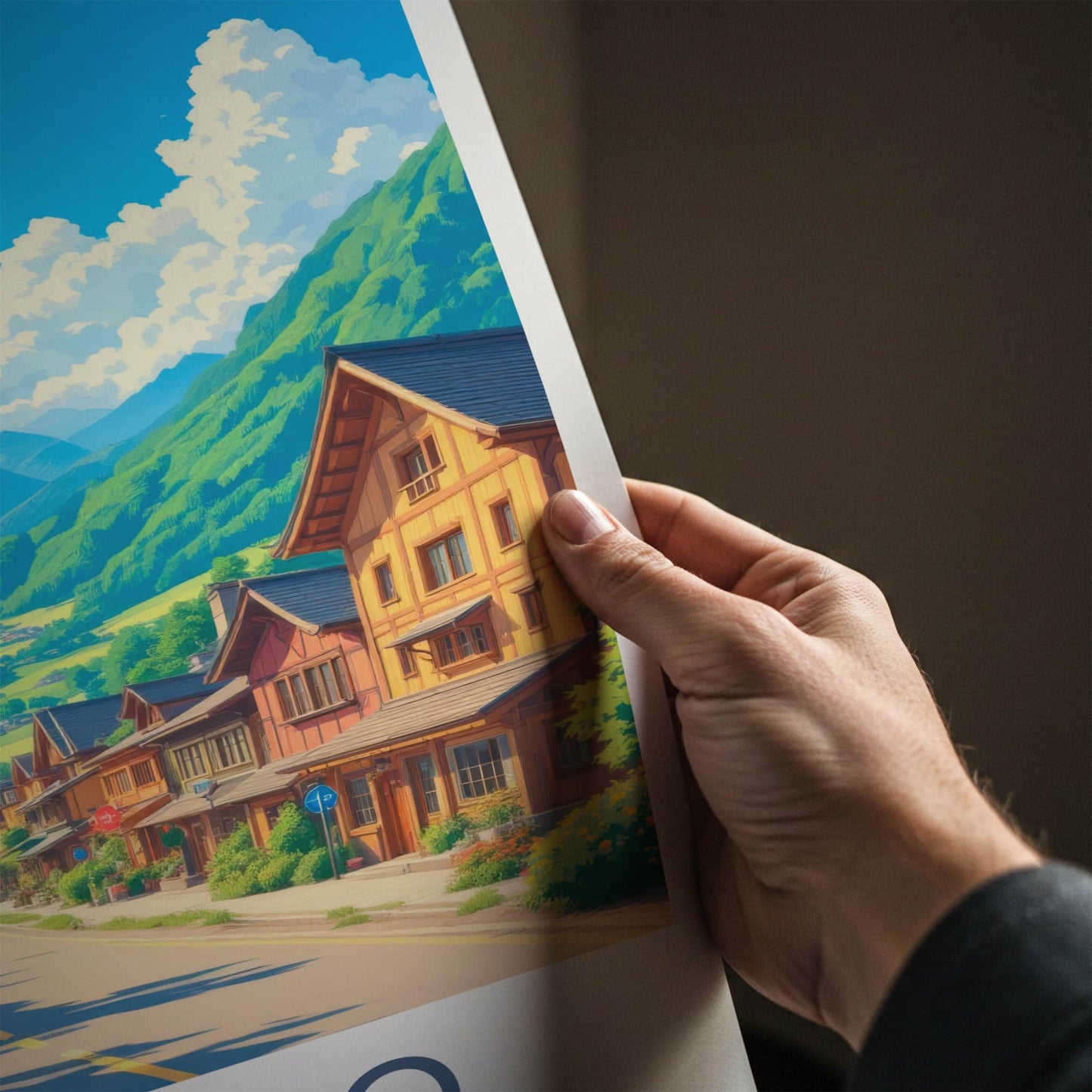 Nagiso Poster - Japan Wall Art - Mountain Village Street Wall Decor