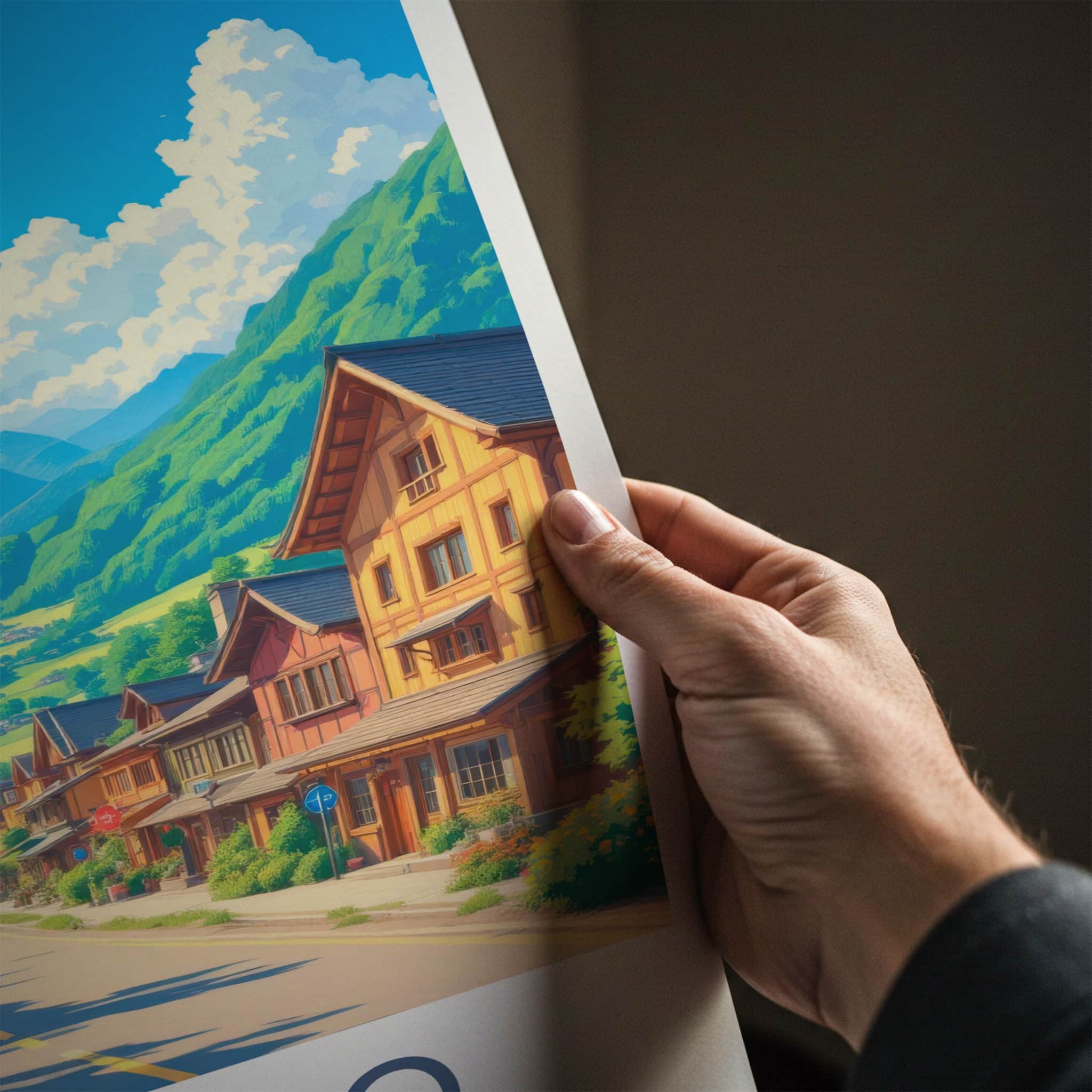 Nagiso Poster - Japan Wall Art - Mountain Village Street Wall Decor