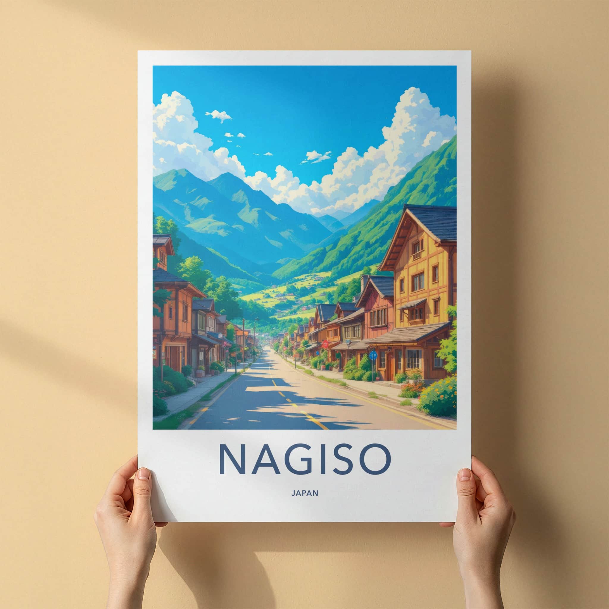 Nagiso Poster - Japan Wall Art - Mountain Village Street Wall Decor