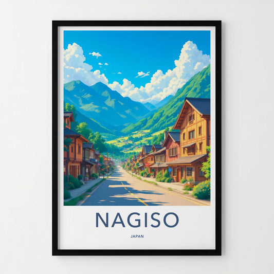 Nagiso Poster - Japan Wall Art - Mountain Village Street Wall Decor