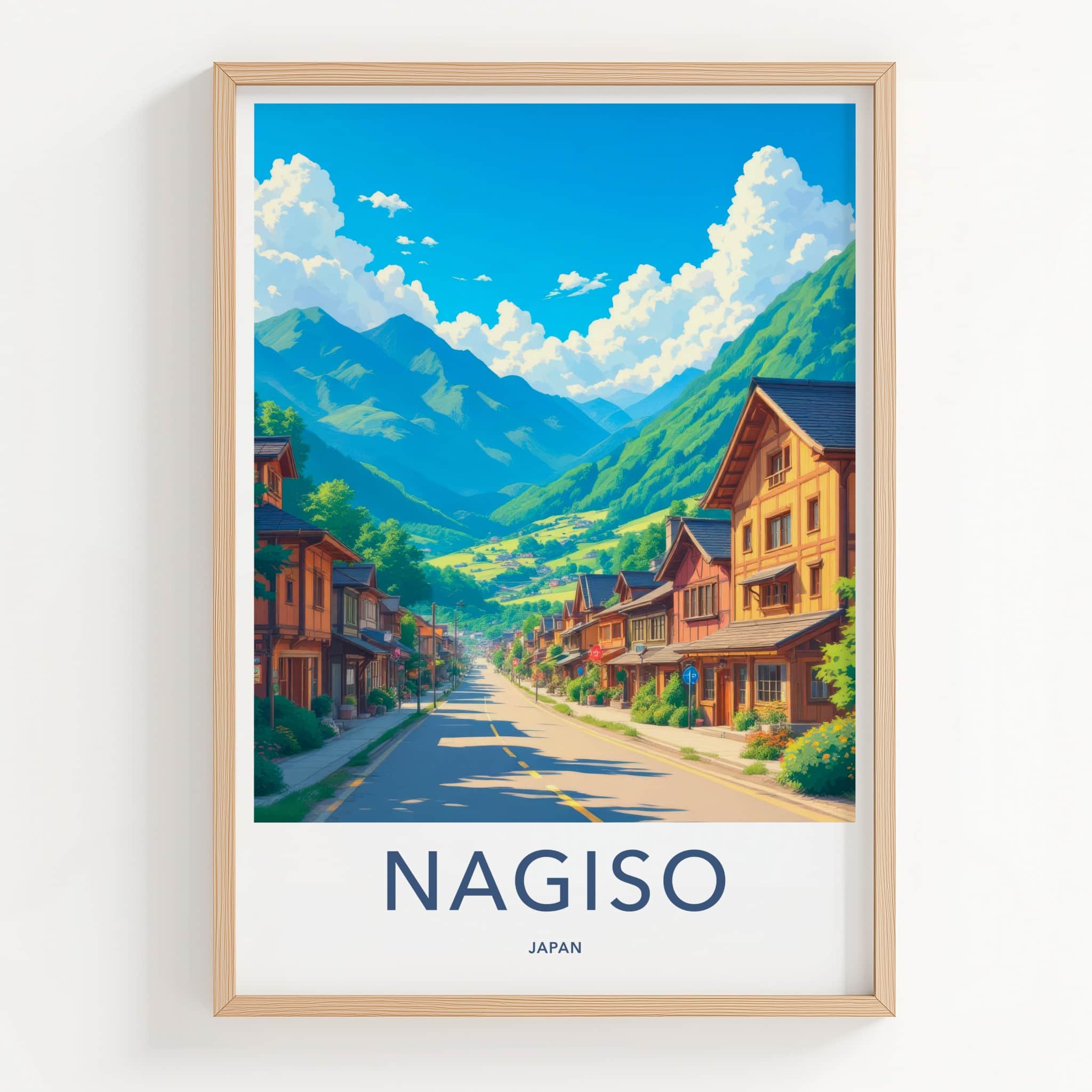 Nagiso Poster - Japan Wall Art - Mountain Village Street Wall Decor