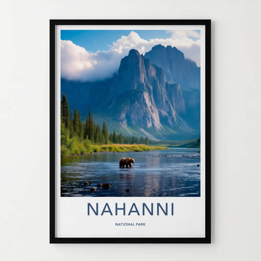 Nahanni National Park Poster - Canada Travel Art - Grizzly Mountain River Home Decor