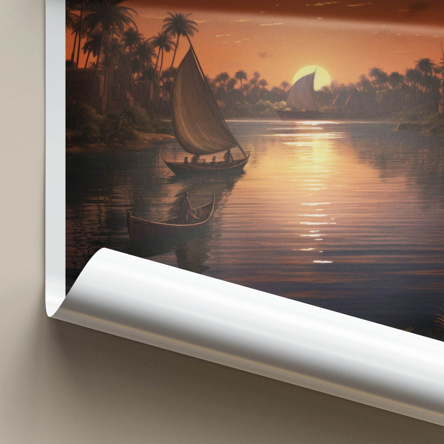 Nahr Al-Nil Poster - Africa Travel Art - River Sunset Boats Home Decor