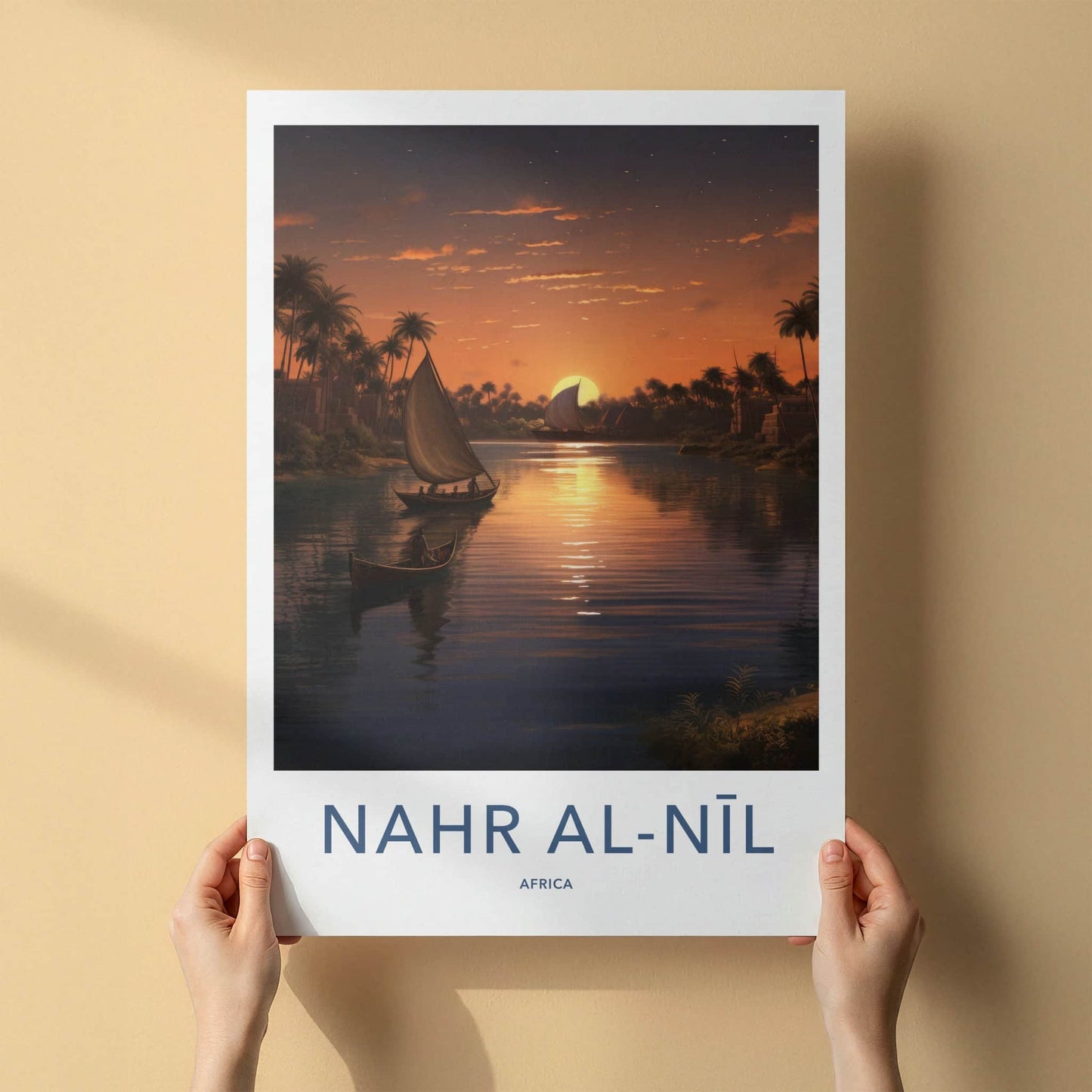 Nahr Al-Nil Poster - Africa Travel Art - River Sunset Boats Home Decor