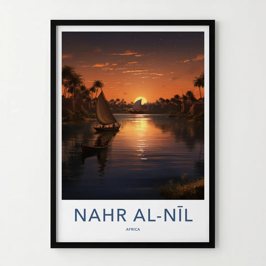 Nahr Al-Nil Poster - Africa Travel Art - River Sunset Boats Home Decor