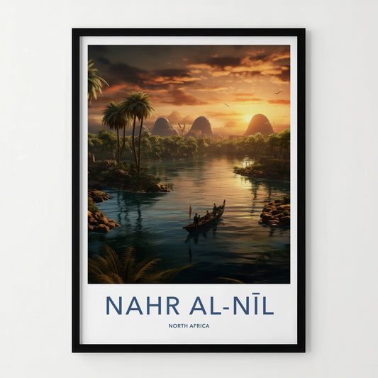 Nahr Al-Nil Poster - Egypt Travel Art - Golden River Sunset Home Decor