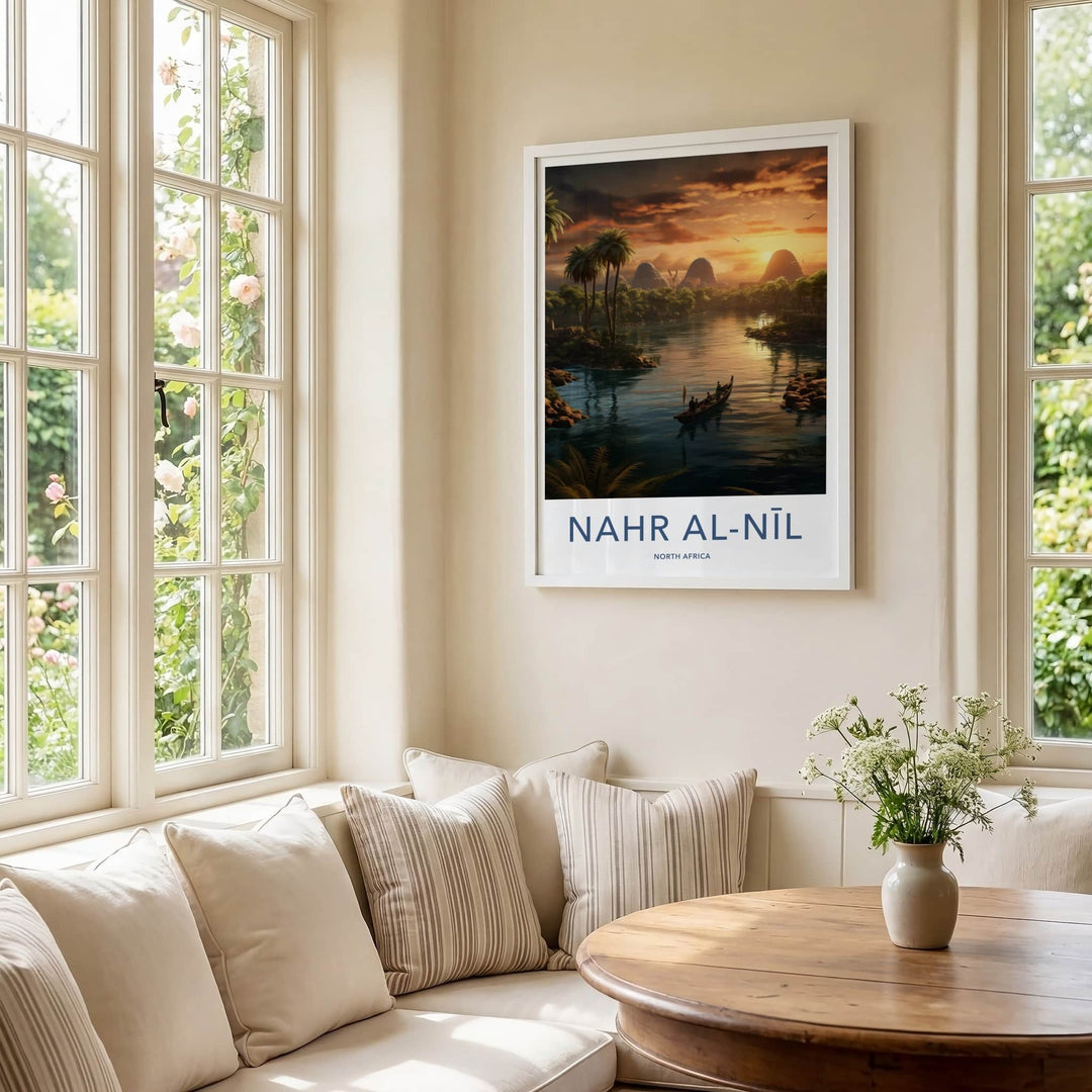 Nahr Al-Nil Poster - Egypt Travel Art - Golden River Sunset Home Decor