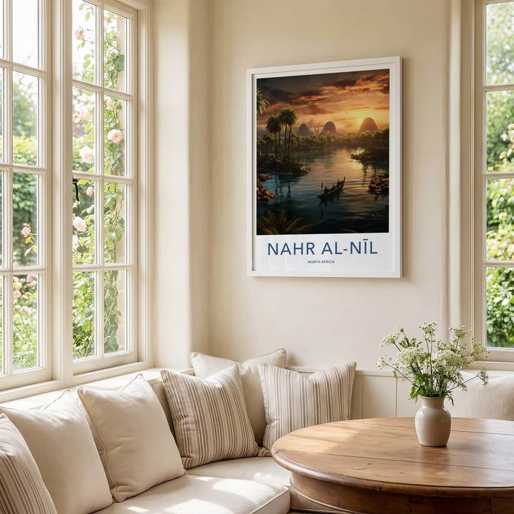 Nahr Al-Nil Poster - Egypt Travel Art - Golden River Sunset Home Decor