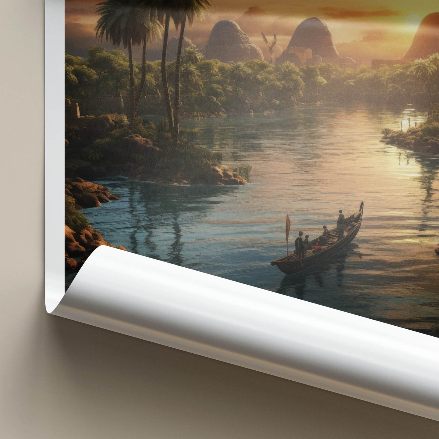 Nahr Al-Nil Poster - Egypt Travel Art - Golden River Sunset Home Decor
